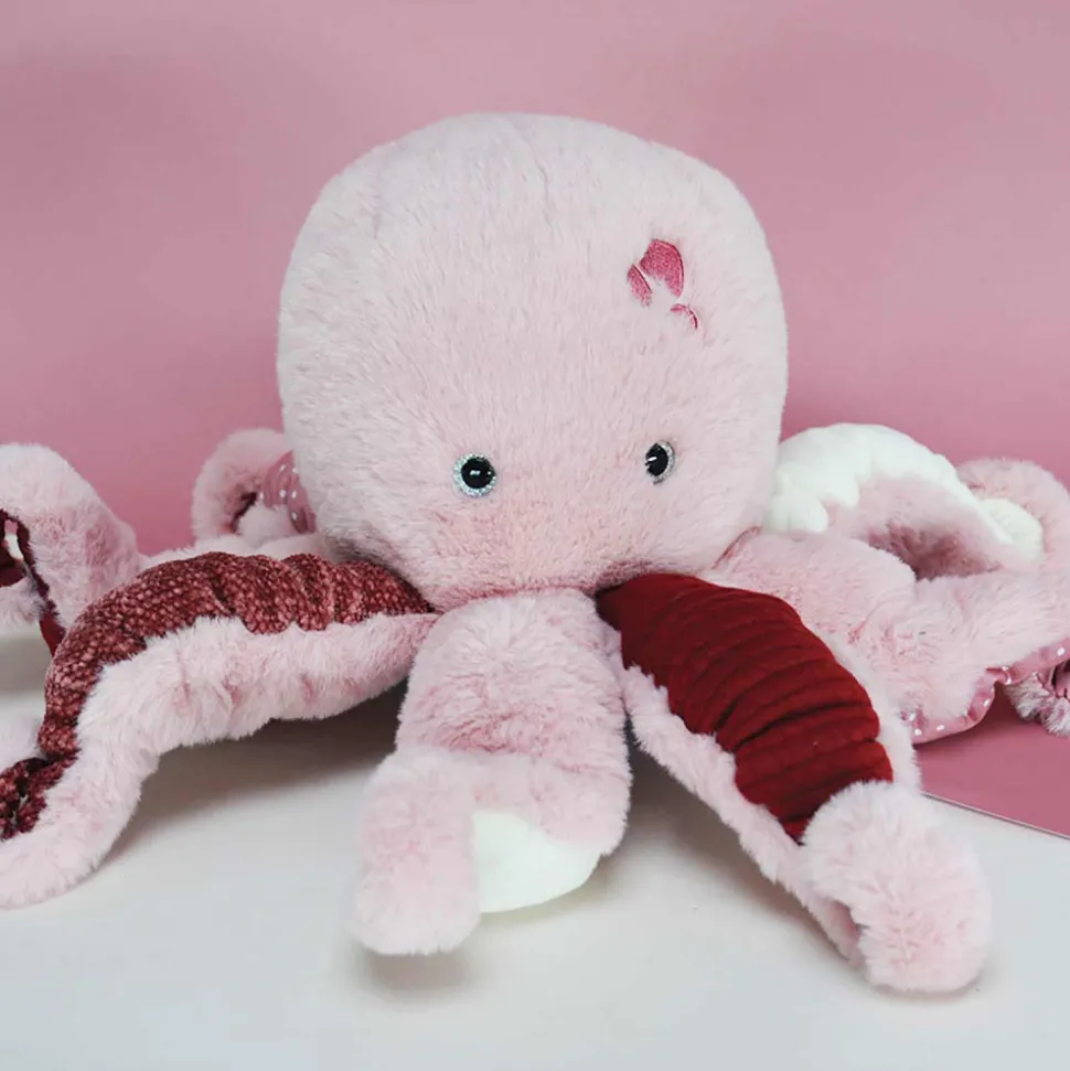 Peluche bébé trésors marins pieuvre rose 30 cm