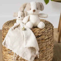 Peluche chien teddy bouclette 24cm ecru