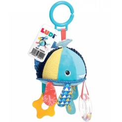 Peluche d'activité baleine à suspendre bleu