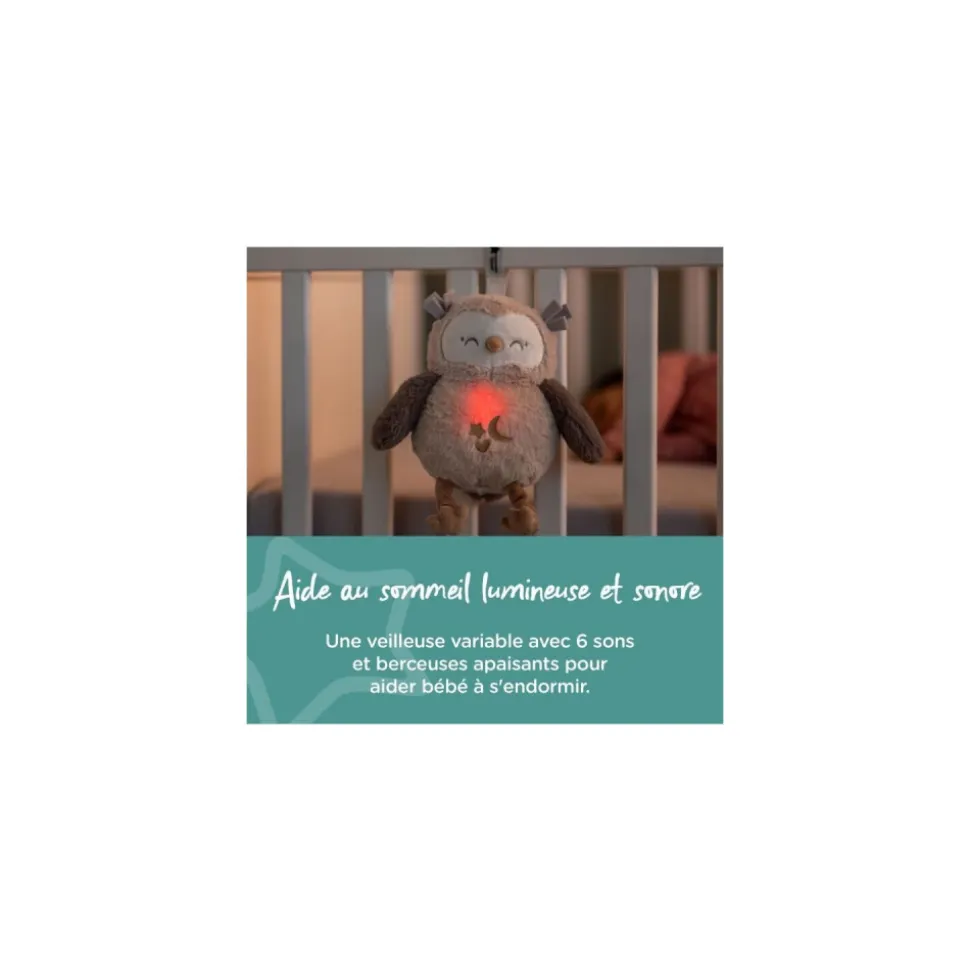 Peluche d'aide au sommeil rechargeable grofriend - ollie la chouette