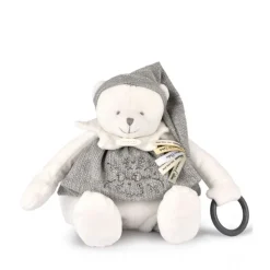 Peluche d'éveil ours 30 cm argent