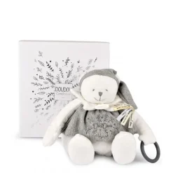 Peluche d'éveil ours 30 cm argent