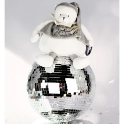 Peluche d'éveil ours 30 cm argent