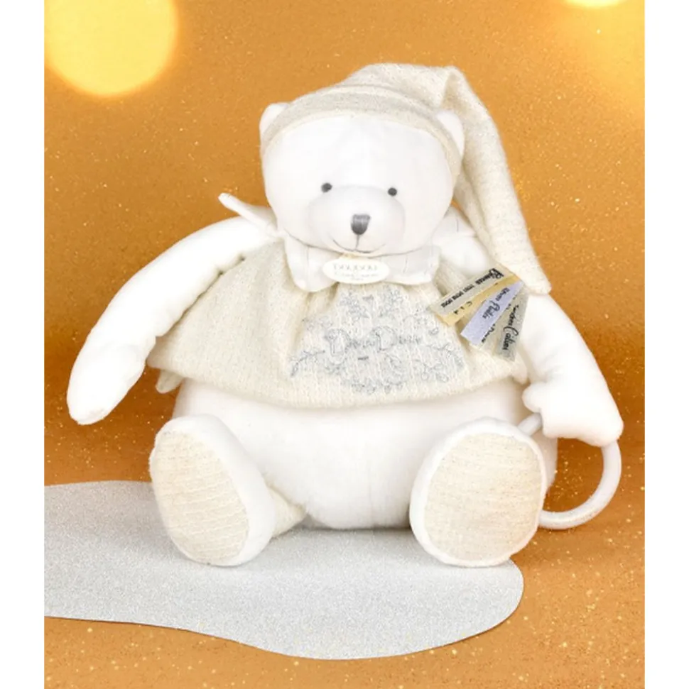 Peluche d'éveil ours 30 cm blanc