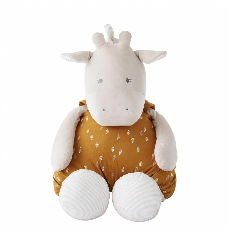 Peluche géante girafe moutarde - 80 cm