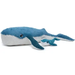 Peluche géante les ptipotos baleine et son bébé gravillou bleu
