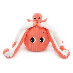 Peluche géante les ptipotos pieuvre et son bébé filou corail