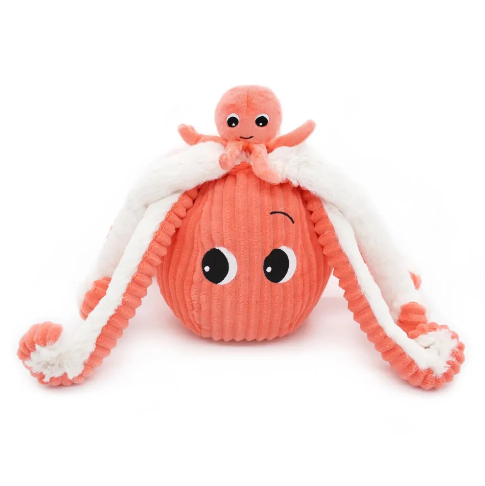 Peluche géante les ptipotos pieuvre et son bébé filou corail