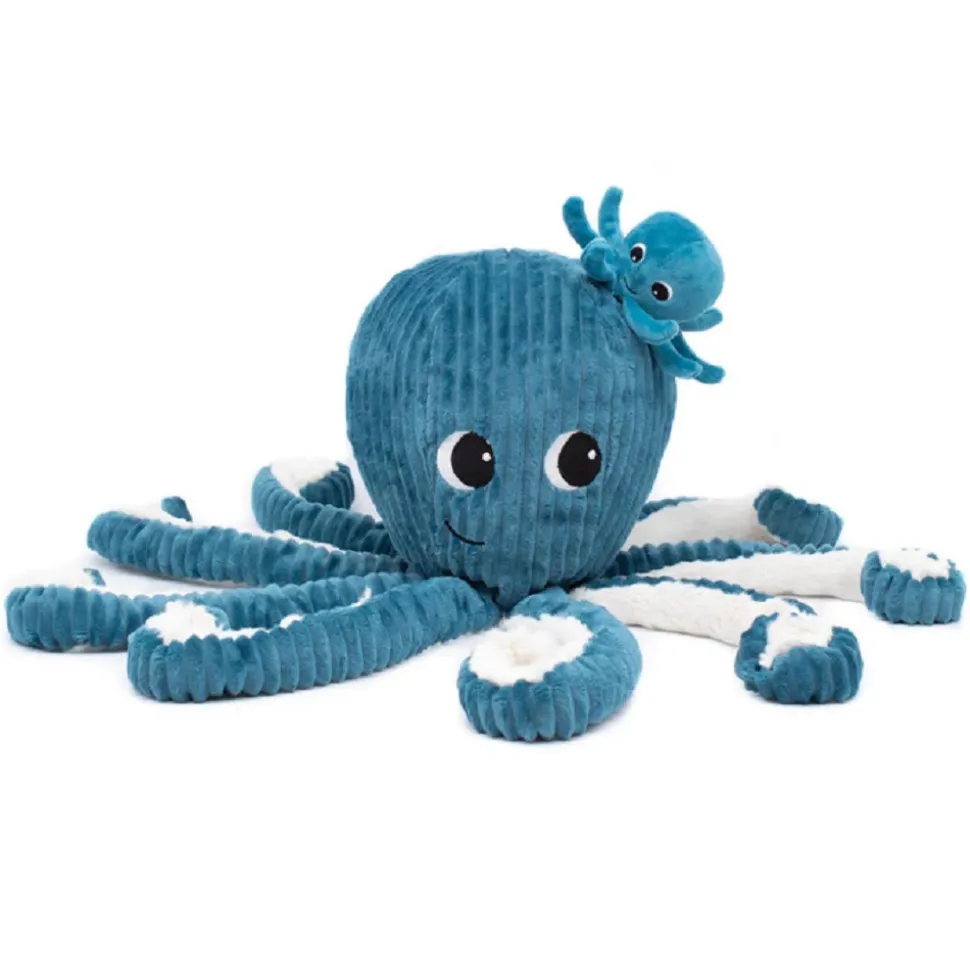 Peluche géante les ptipotos pieuvre et son bébé filou bleu