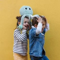 Peluche géante les ptipotos pieuvre et son bébé filou menthe