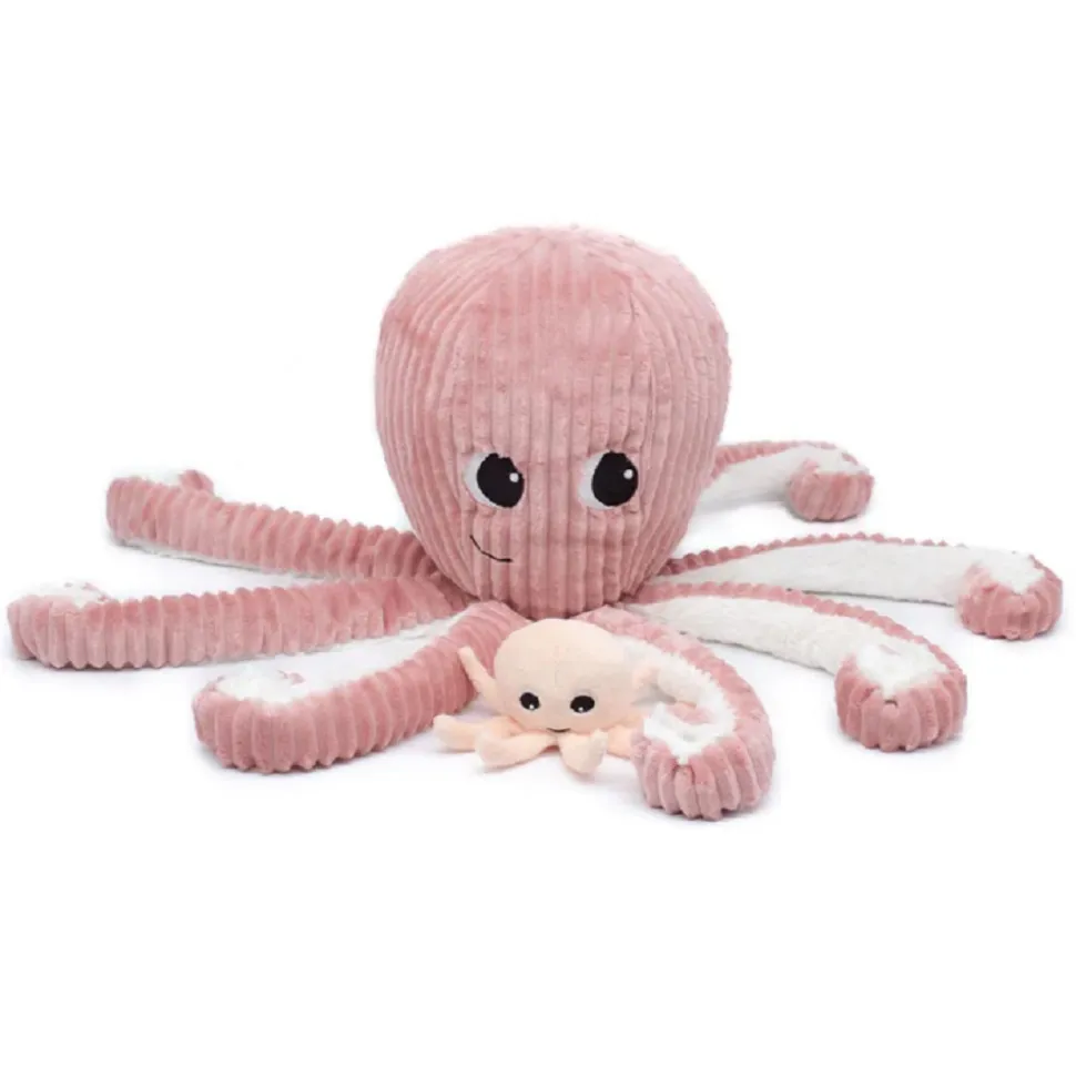 Peluche géante les ptipotos pieuvre et son bébé filou rose