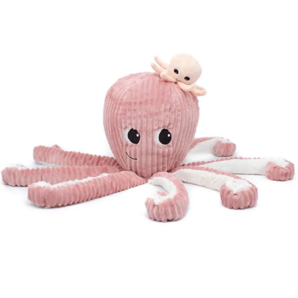 Peluche géante les ptipotos pieuvre et son bébé filou rose