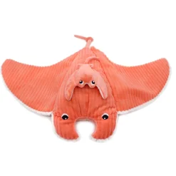 Peluche géante les ptipotos raie manta et son bébé mantalou corail