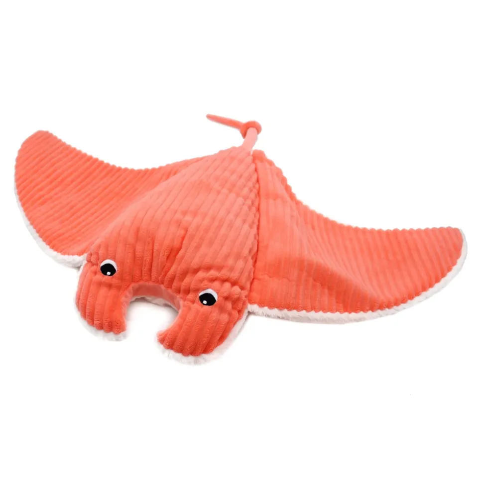 Peluche géante les ptipotos raie manta et son bébé mantalou corail