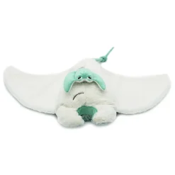Peluche géante les ptipotos raie manta et son bébé mantalou menthe