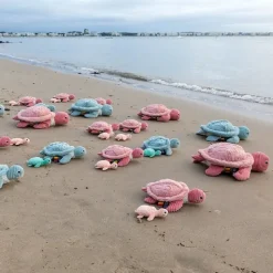 Peluche géante les ptipotos tortue sauvenou rose