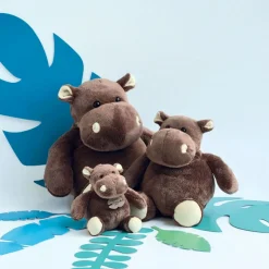 Peluche hippopotame marron 23 cm