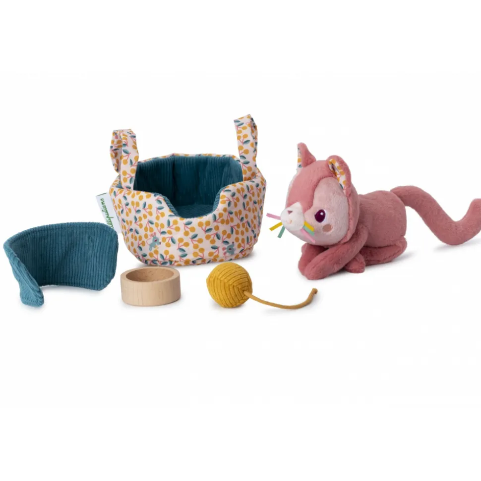 Peluche jeanne le chat et son panier