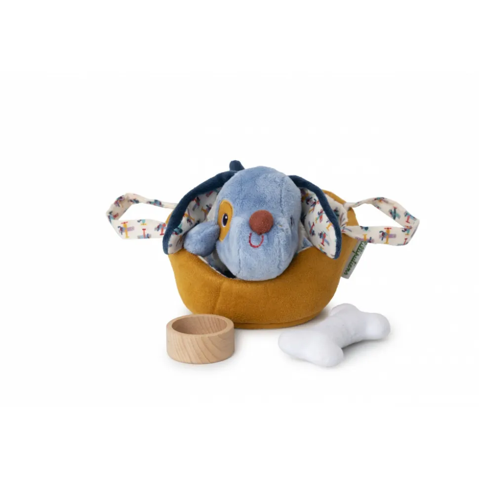 Peluche jules le chien et son panier