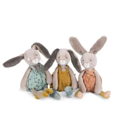 Peluche lapin 40cm trois petits lapins - argile