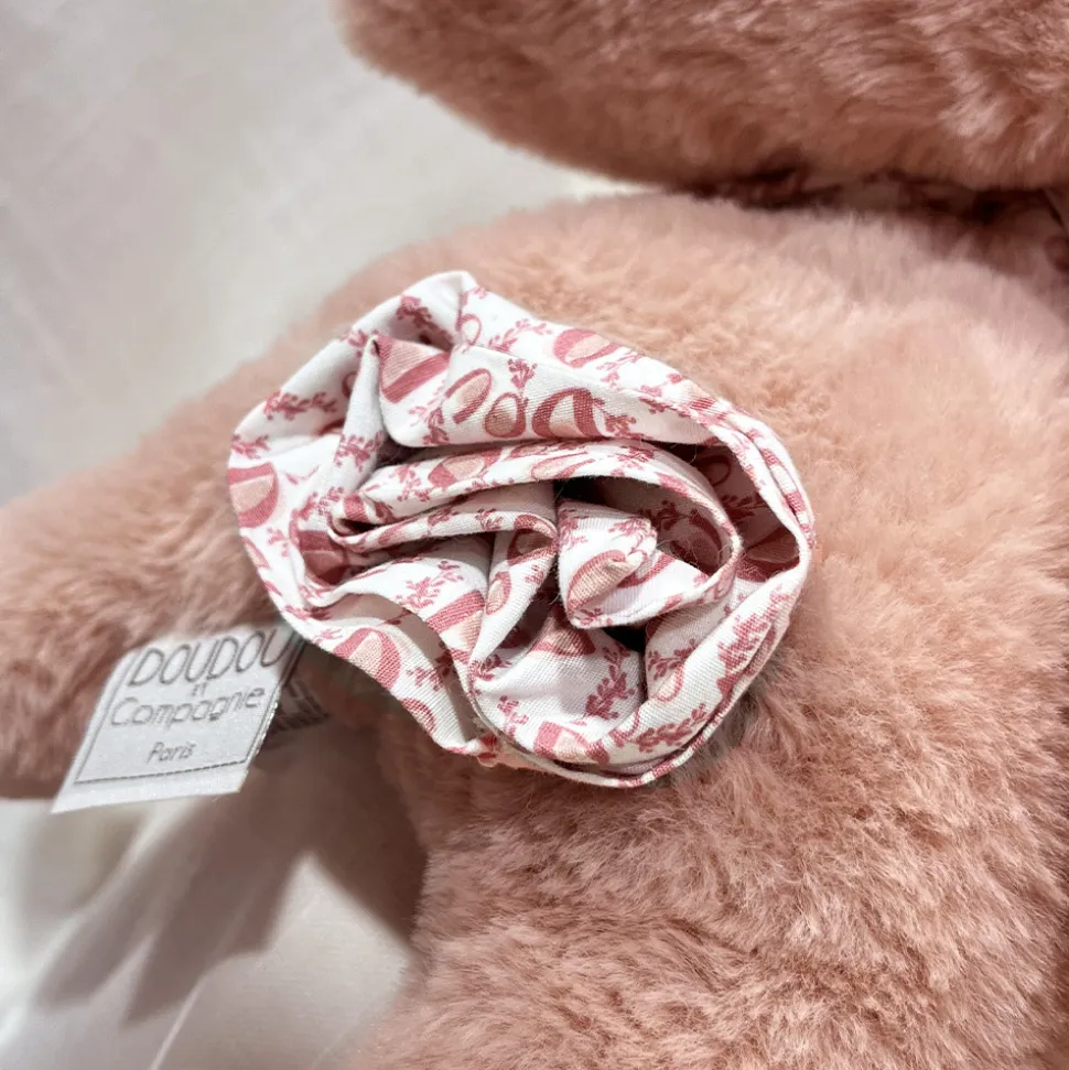 Peluche lapin doudou rose poudré 25 cm