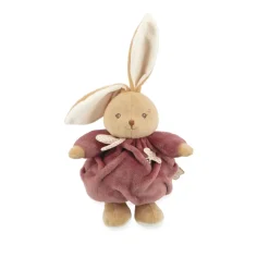 Peluche lapin patapouf 17 cm bordeaux