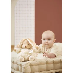 Peluche lapin patapouf musical 17 cm crème