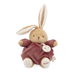 Peluche lapin patapouf musical 17 cm bordeaux