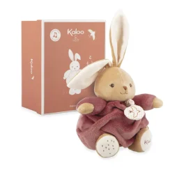 Peluche lapin patapouf musical 17 cm bordeaux