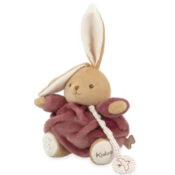 Peluche lapin patapouf musical 17 cm bordeaux