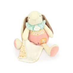 Peluche lapin rose avec son doudou