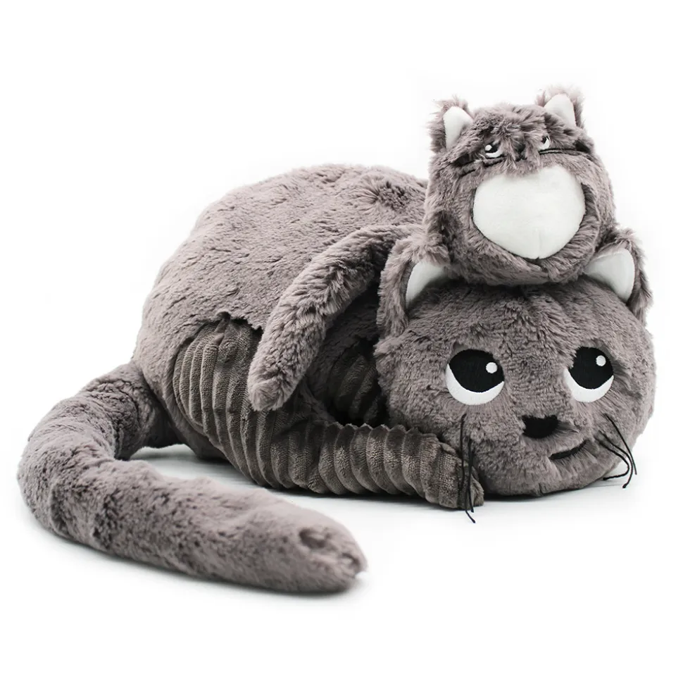 Peluche les ptipotos chat et son bébé gris