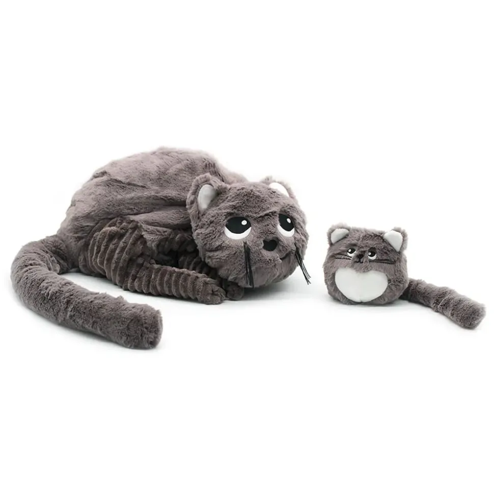 Peluche les ptipotos chat et son bébé gris