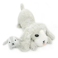 Peluche les ptipotos chien et son bébé gris