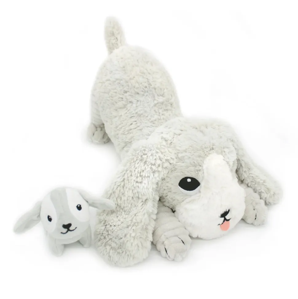 Peluche les ptipotos chien et son bébé gris
