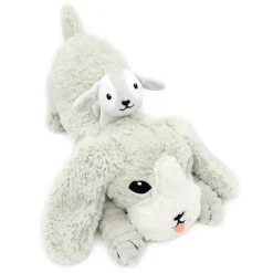 Peluche les ptipotos chien et son bébé gris