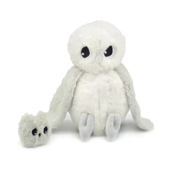 Peluche les ptipotos chouette maman et bébé gris clair