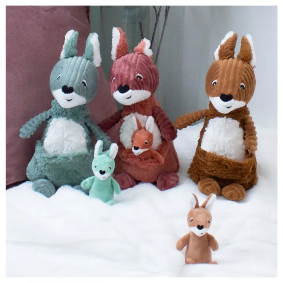Peluche les ptipotos kangourou et son bébé allezou terracotta