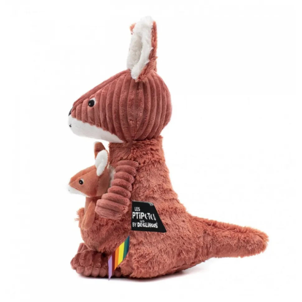 Peluche les ptipotos kangourou et son bébé allezou terracotta