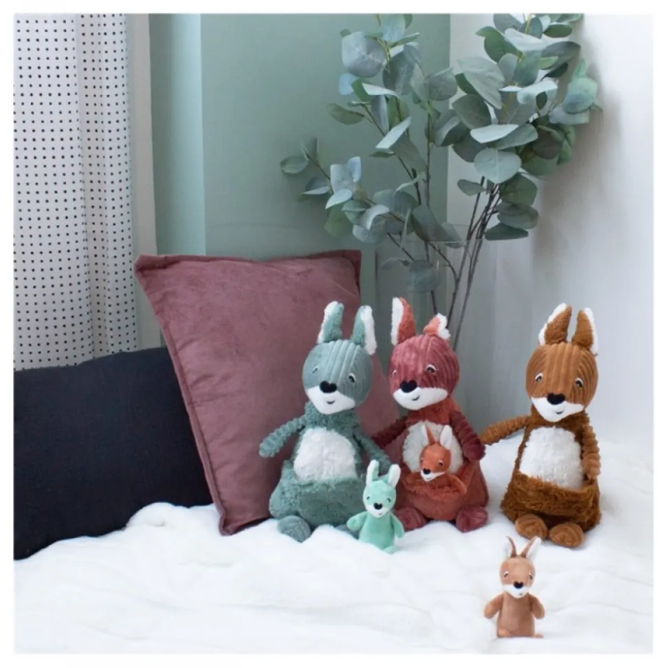 Peluche les ptipotos kangourou et son bébé allezou marron