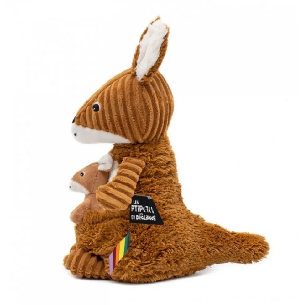 Peluche les ptipotos kangourou et son bébé allezou marron