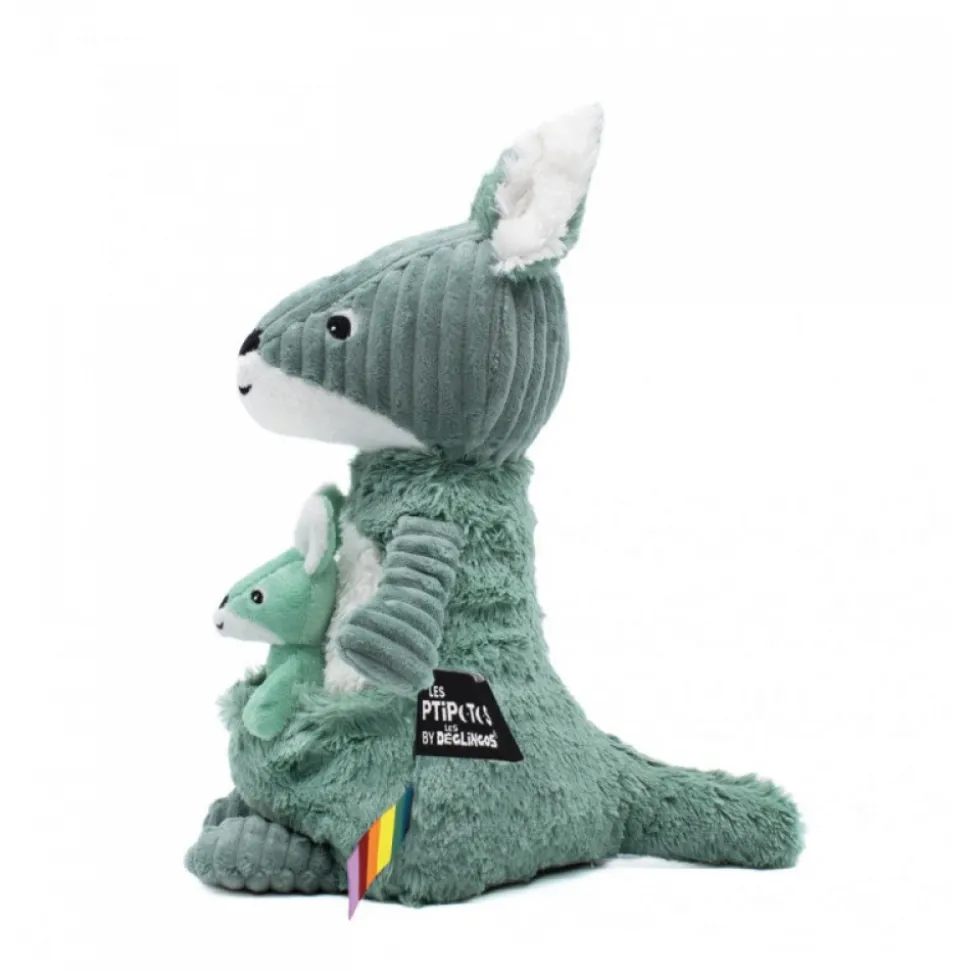 Peluche les ptipotos kangourou et son bébé allezou vert