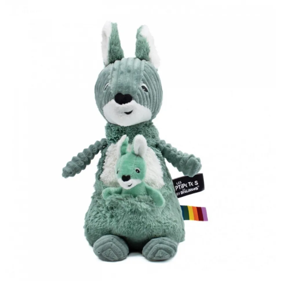 Peluche les ptipotos kangourou et son bébé allezou vert