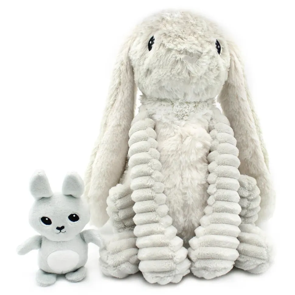 Peluche les ptipotos lapin et son bébé gris
