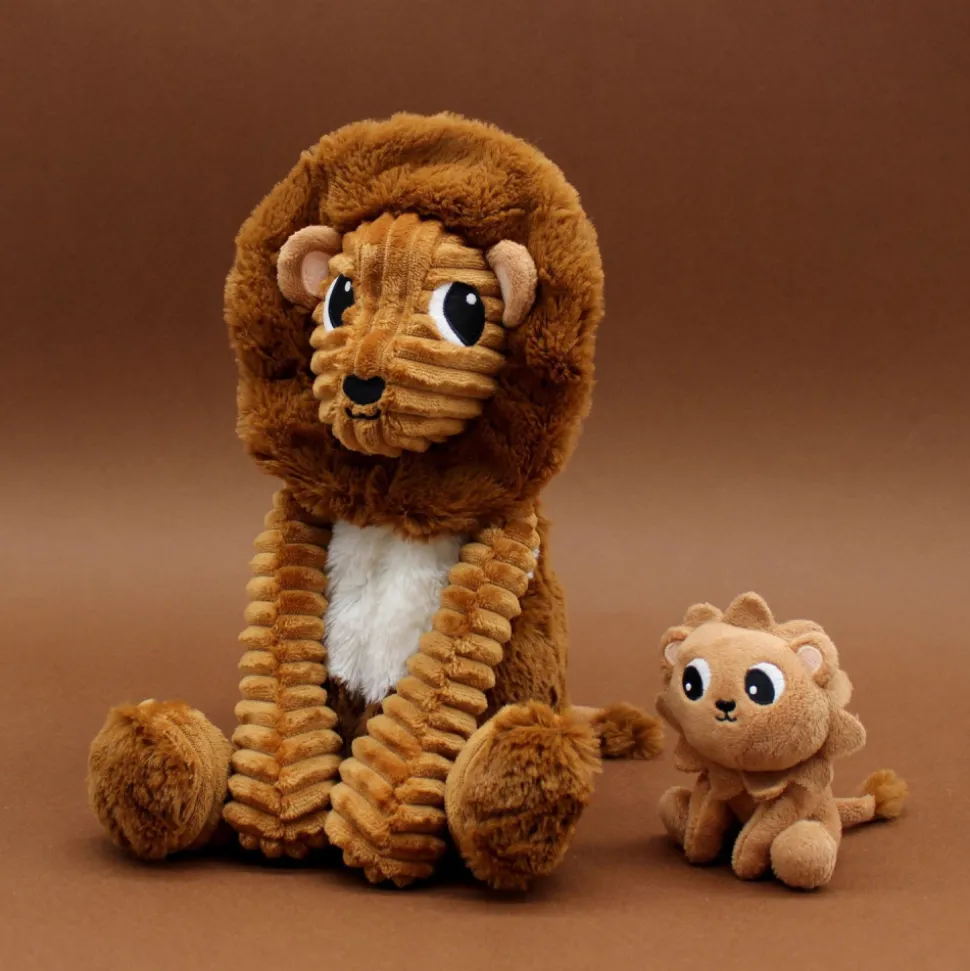 Peluche les ptipotos le lion graou papa et bébé