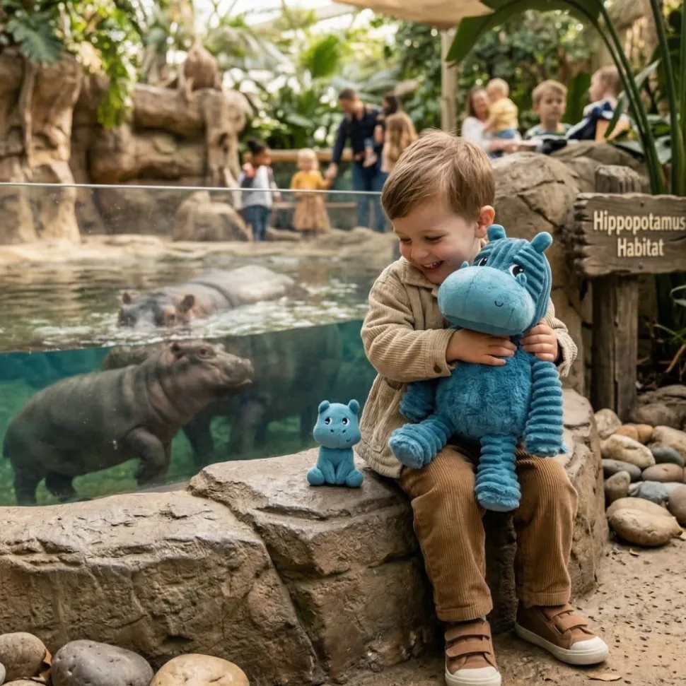 Peluche les ptipotos l'hippopotame bibou maman et bébé