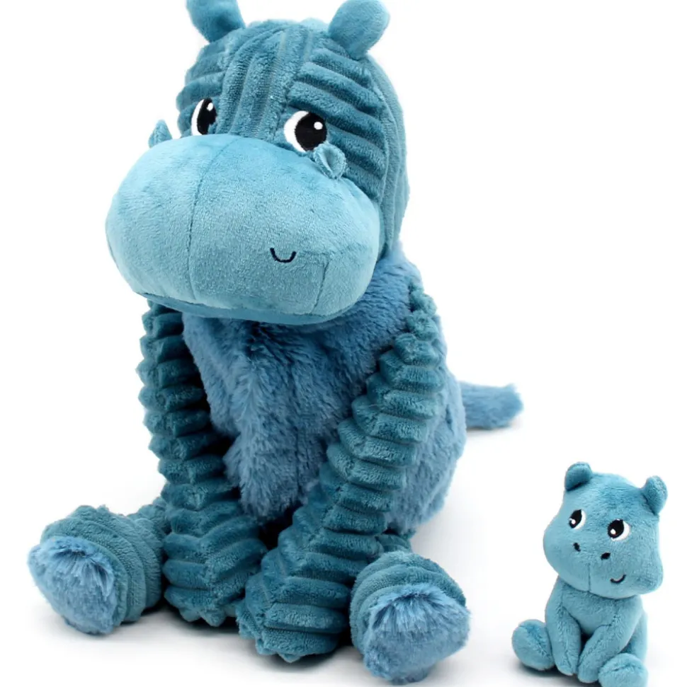 Peluche les ptipotos l'hippopotame bibou maman et bébé