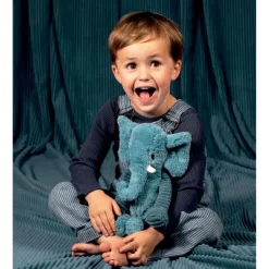 Peluche les ptipotos éléphant dimoitou bleu