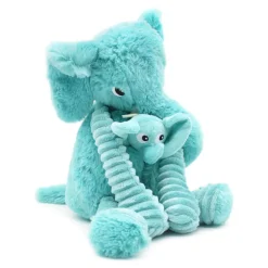 Peluche les ptipotos éléphant et son bébé aqua