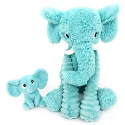 Peluche les ptipotos éléphant et son bébé aqua